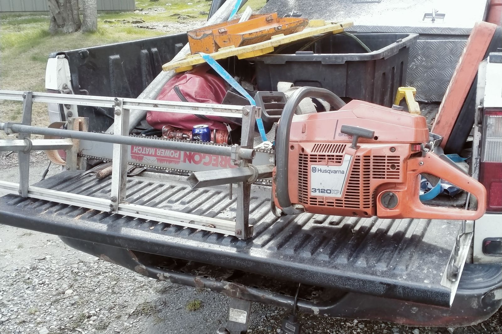 Milling saw and rails loaded ready for a site