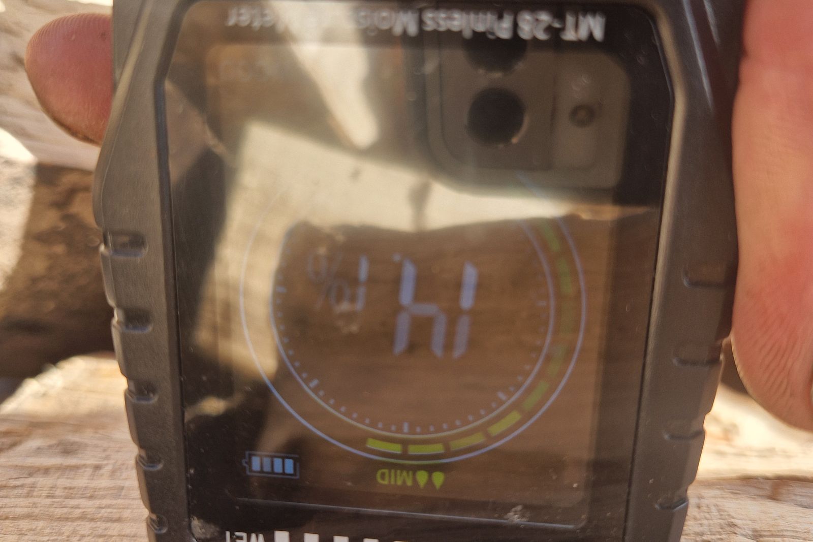 Moisture meter reading taken before delivery