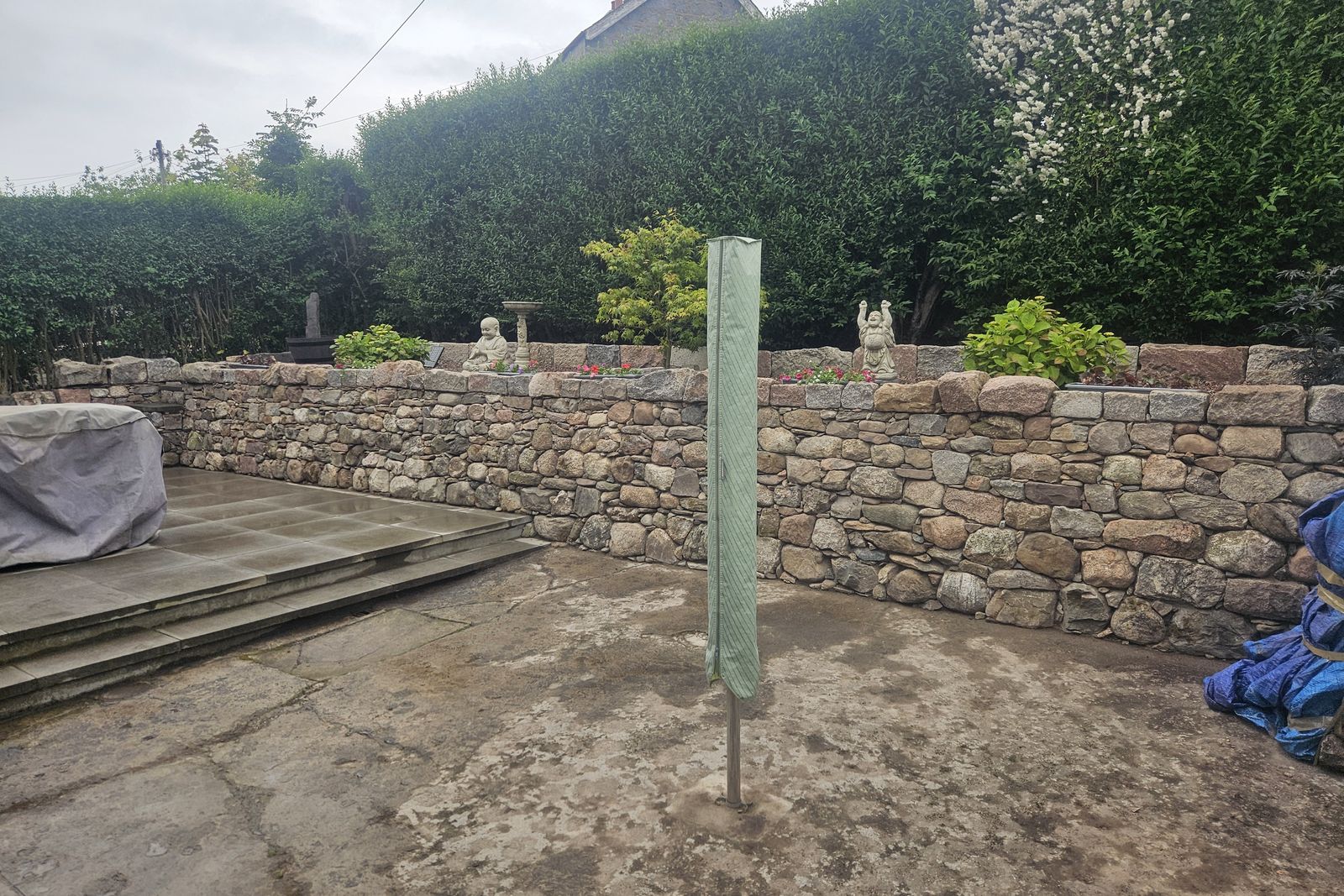 Completed stonework and terracing