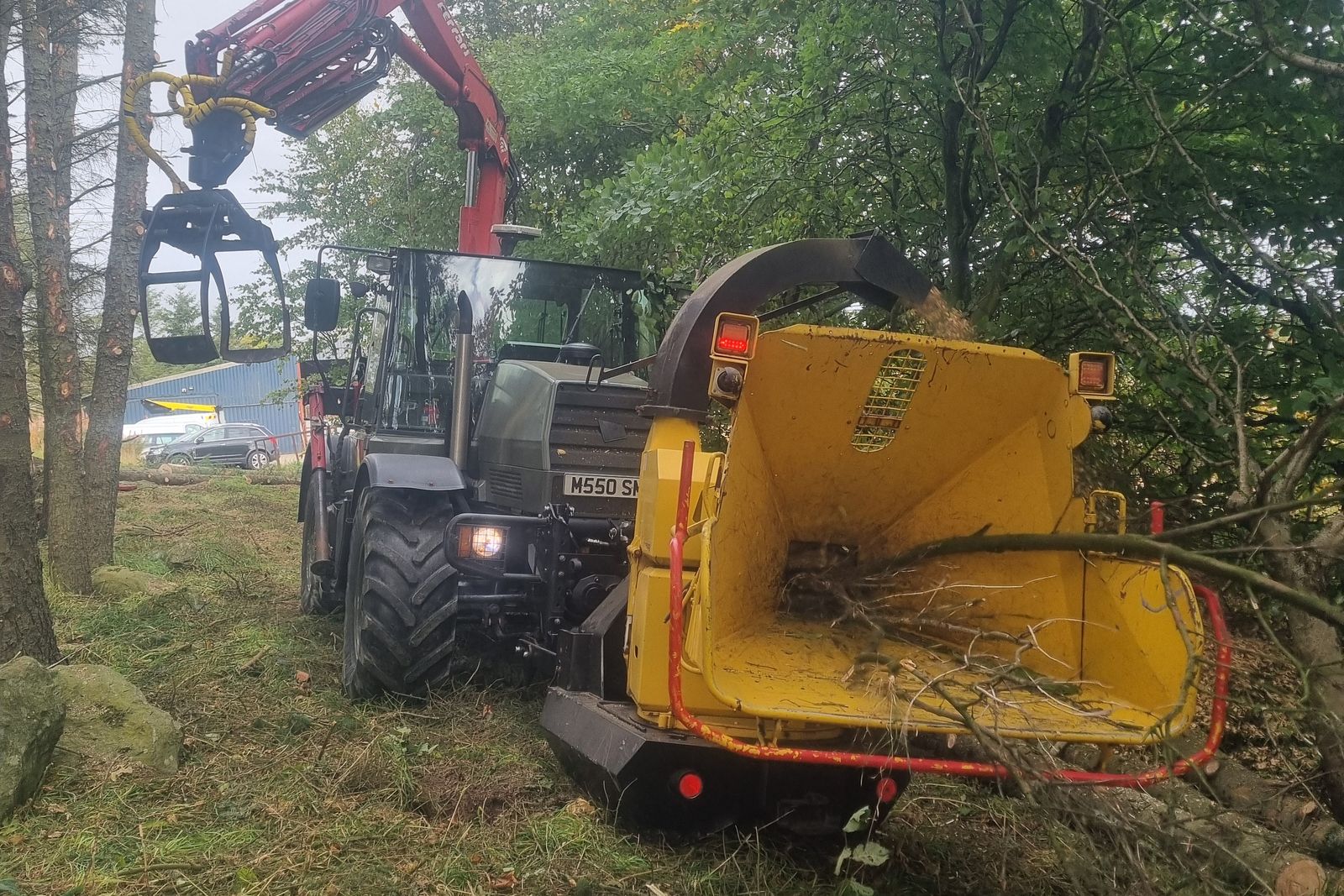 Chipper working through dense scrub during clearance